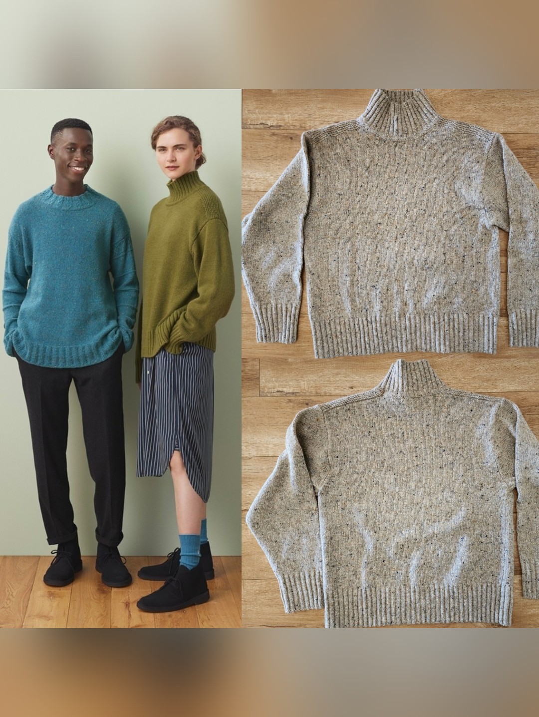 Nwot Uniqlo Jw Anderson Mock Neck Sweater Women M Wool Nylon Heathered Oatmeal